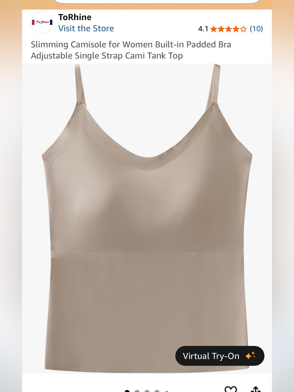 NWT ToRhine seamless built in shelf bra cami tank M nude